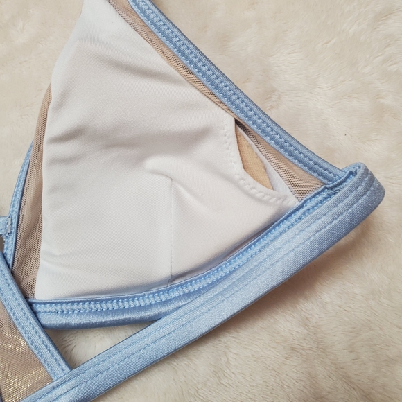 NEW | Victoria Secret PINK Blue Triangle Swim Top - Picture 4 of 5
